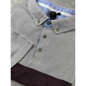 SOUL STAR ENGLAND Polo Shirt Men's XXL‎ Purple/White Dots Pattern Stretch S/S